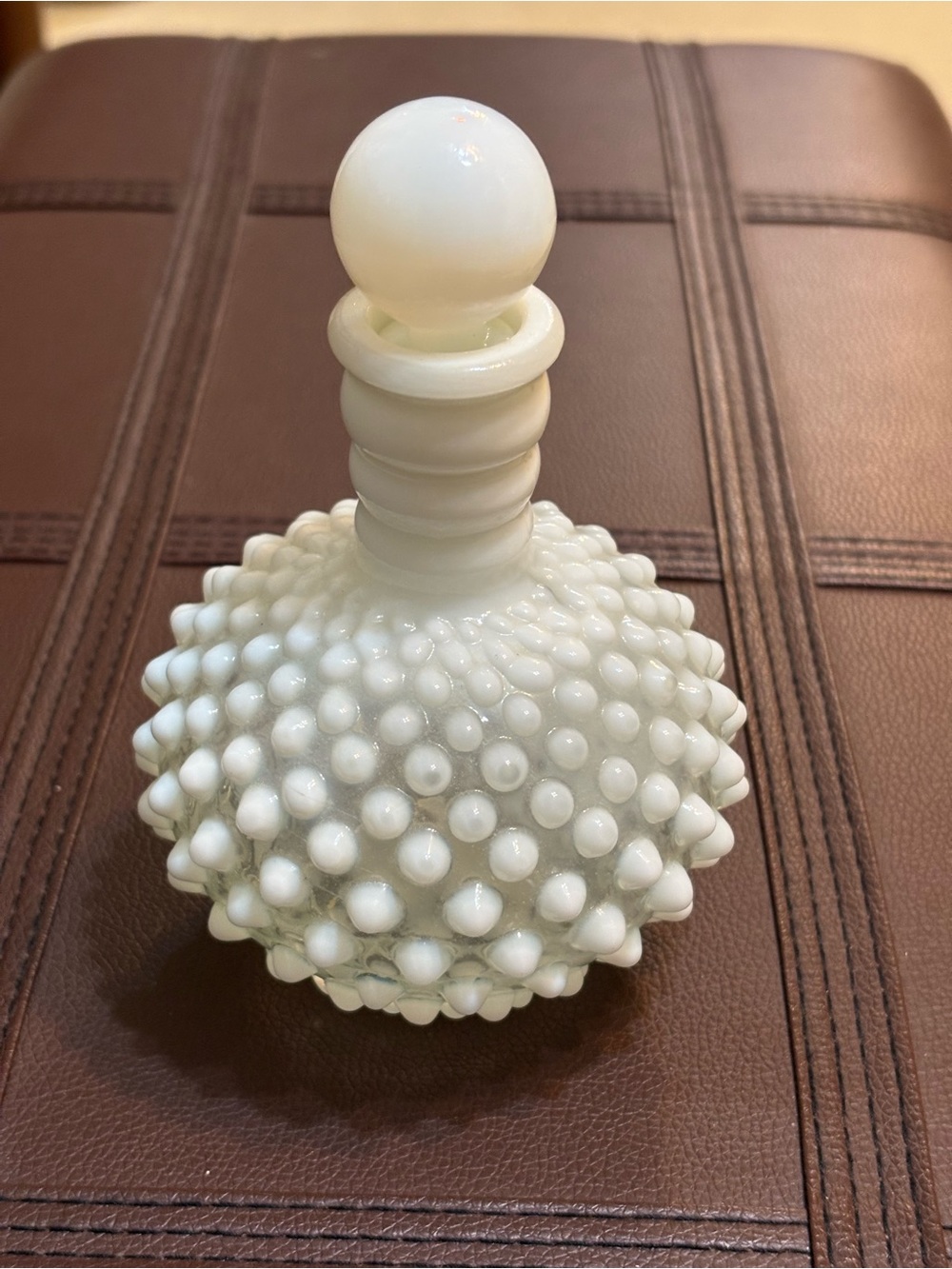 Spotless White Milk Glass Bottle Hobnail highly decorative w/ original stopper